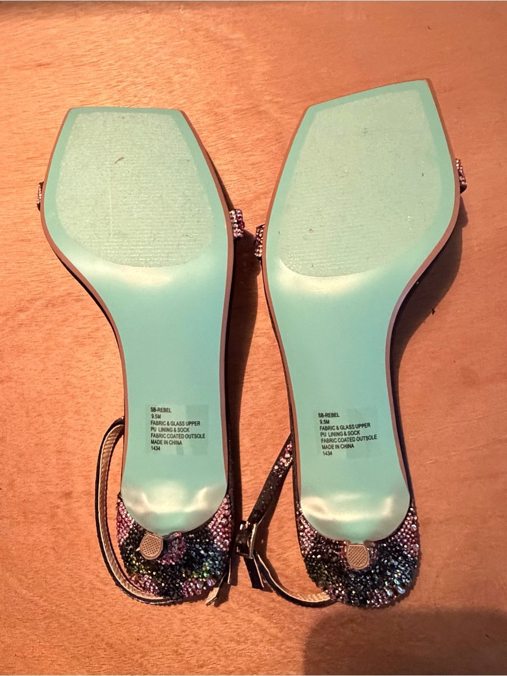 Betsey Johnson Black Slingback Sandal with Multicolor Crystal Accents - Picture 6 of 6